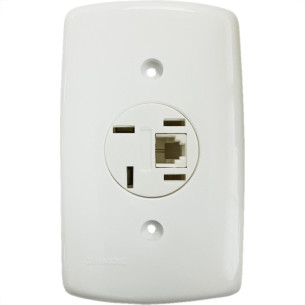 Conjunto Dicompel Monaco Branco Com Placa 4X2 - 1 Tomada Telefone Rj11 - Dc-7300/18