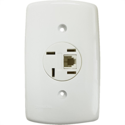 Conjunto Dicompel Monaco Branco Com Placa 4X2 - 1 Tomada Telefone Rj11 - Dc-7300/18