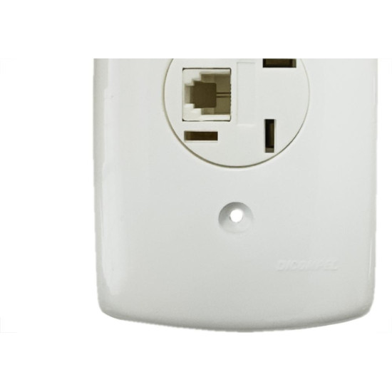 Conjunto Dicompel Monaco Branco Com Placa 4X2 - 1 Tomada Telefone Rj11 - Dc-7300/18