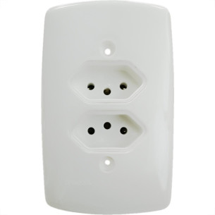 Conjunto Dicompel Monaco Branco Com Placa 4X2 - 2 Tomada 2P+T 10A. - Dc-7300/15