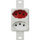 Conjunto Para Condulete Dicompel Monaco Branco 1 Tomada 2P+T. 10A. Branca + 1 Tomada 2P+T. 20A. Vermelha - Dc-6100/8