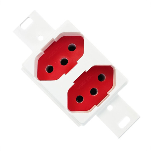 Conjunto Para Condulete Dicompel Monaco Branco 2 Tomadas 2P+T. 20A. Vermelha - Dc-6100/9