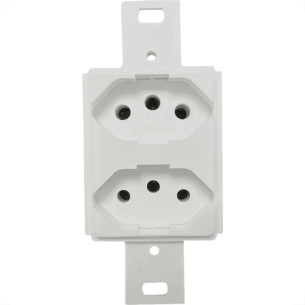 Conjunto Para Condulete Dicompel Monaco Branco 1 Tomada 2P+T. 10A. Branca + 1 Tomada 2P+T. 20A. Branca - Dc-6100/7
