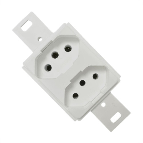 Conjunto Para Condulete Dicompel Monaco Branco 1 Tomada 2P+T. 10A. Branca + 1 Tomada 2P+T. 20A. Branca - Dc-6100/7