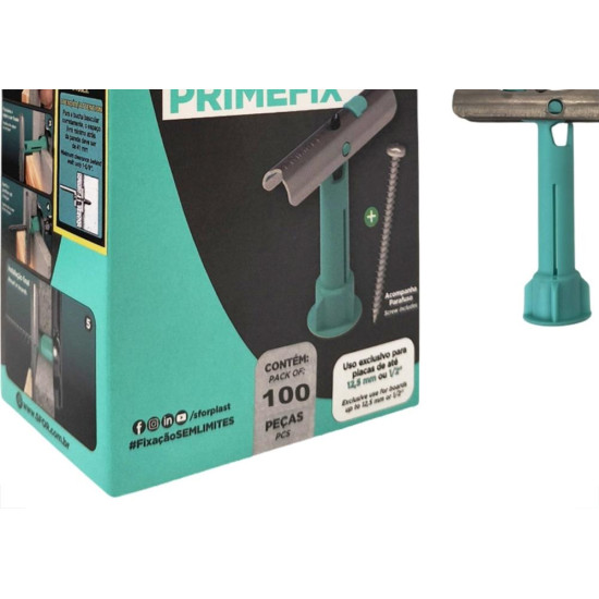 Bucha Fixacao Para Gesso Sforplast Primefix Com Parafuso Pacote Com 100 Pecas (8 A 12,5Mm)