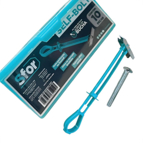 Bucha Fixacao Para Gesso Self-Bolt Autoperfurante Com Parafuso 1/4'' Caixa Com 10 Pecas