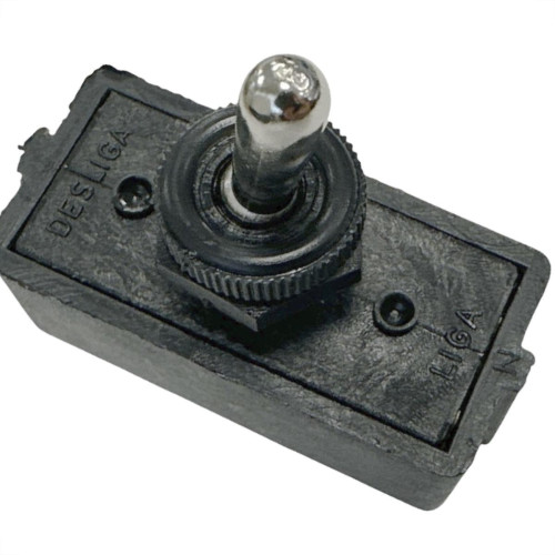 Chave Liga/Desliga Alavanca Haste Redonda Metalica Dicompel 4 Terminais Preta 15A. - Dc-105/6