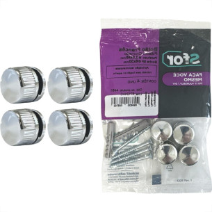 Botao Frances Sforplast Abs Cromado Com Bucha Parafuso Cartela Com 4 Pecas