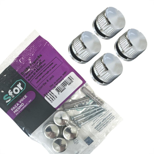 Botao Frances Sforplast Abs Cromado Com Bucha Parafuso Cartela Com 4 Pecas