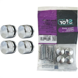 Botao Frances Sforplast Zamac Cromado Com Bucha Parafuso Cartela Com 4 Pecas