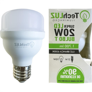 Lampada Led Bulbo Techluz A60 - 20W. 6500K. - E-27 - Kit C/10 Pecas