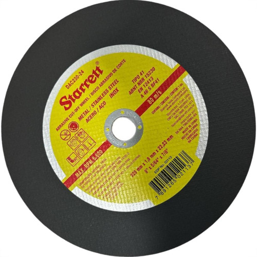 Disco Corte Aco Inox Starrett 9''X5/64''X7/8'' - Fino 1,9Mm - Dac230-24 - Kit C/6 Pecas