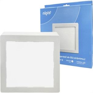 Plafon Led Sobrepor Elgin Quadrado 24W. 1920Lm. 4000K. Bivolt Branco