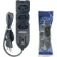 Filtro Linha Dicompel 3 Tomadas 2P+T. Preto 10A. Com Chave Liga Desliga Bivolt - Dc-605/9