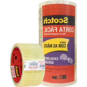 Fita Adesiva Embalagem 3M Transparente Corta Facil 45Mm X 40M - Kit C/4 Pecas
