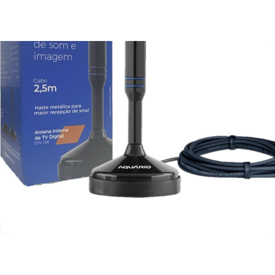 Antena Interna Aquario Digital Hdtv Com Cabo 2,5M