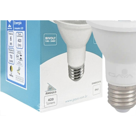 Lampada Led Par 20 Gaya 6W. 420Lm Ip65 Bivolt 2700K. Rosca E-27 - 9255