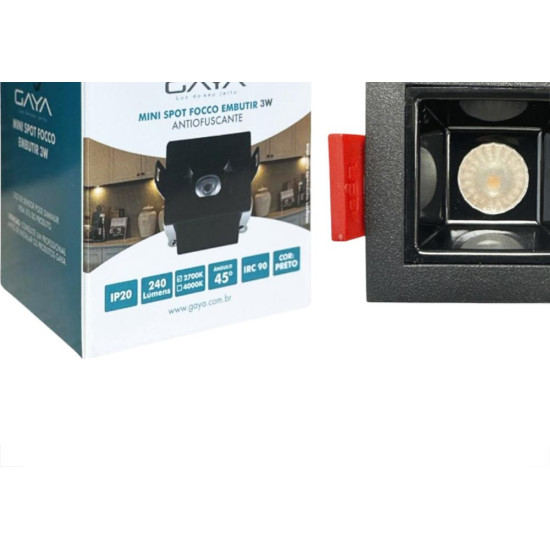 Spot Mini De Embutir Led Gaya Focco 3W 2700K Bivolt Preto 45º Ip20 - 7582