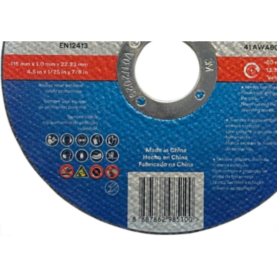 Disco Corte Aco Inox 3M - 4.1/2''X1/25''X7/8'' Cut-Off - Fino 1,0Mm