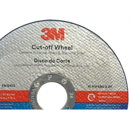 Disco Corte Aco Inox 3M - 4.1/2''X1/25''X7/8'' Cut-Off - Fino 1,0Mm