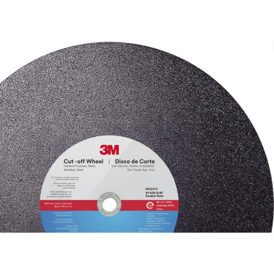Disco Corte Aco Inox 3M - 12''X1/8''X1'' Cut-Off 2 Telas - 3,0Mm