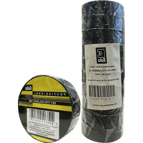 Fita Isolante Eda 10M Preta 9Xy - Kit C/10 Pecas