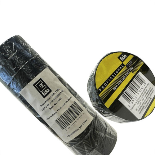 Fita Isolante Eda 10M Preta 9Xy - Kit C/10 Pecas