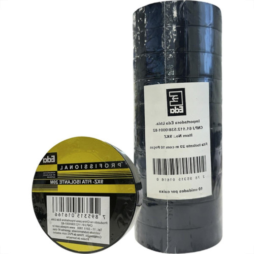 Fita Isolante Eda 20M Preta 9Xz - Kit C/10 Pecas