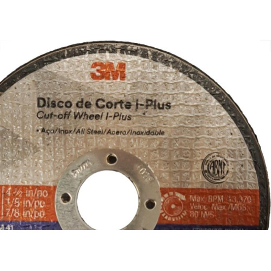 Disco Corte Ferro 3M - 4.1/2''X1/8''X7/8'' - 2 Telas 3Mm