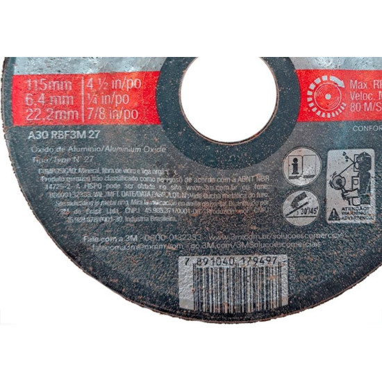 Disco Desbaste 3M - 4.1/2''X1/4''X7/8'' Disco Desbaste 3M - 4.1/2''X1/4''X7/8''