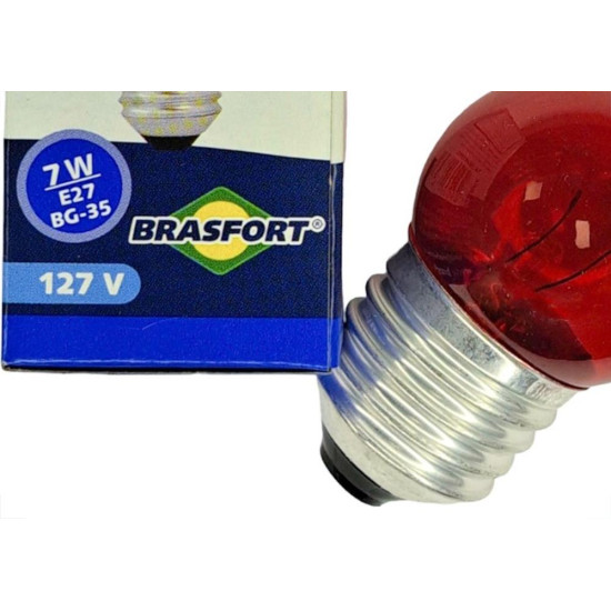Lampada Bolinha Brasfort 7Wx127V. Vermelha - Kit C/25 Pecas Lampada Bolinha Brasfort 7Wx127V. Vermelha - Kit C/25 Pecas