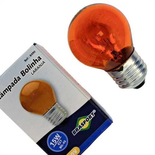 Lampada Colorida Brasfort 15Wx220V. Laranja - Kit C/25 Pecas Lampada Colorida Brasfort 15Wx220V. Laranja - Kit C/25 Pecas
