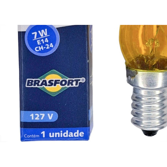 Lampada Chupeta Brasfort 7Wx127V. E14 Ambar - Kit C/25 Pecas Lampada Chupeta Brasfort 7Wx127V. E14 Ambar - Kit C/25 Pecas