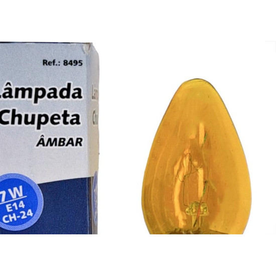 Lampada Chupeta Brasfort 7Wx127V. E14 Ambar - Kit C/25 Pecas Lampada Chupeta Brasfort 7Wx127V. E14 Ambar - Kit C/25 Pecas