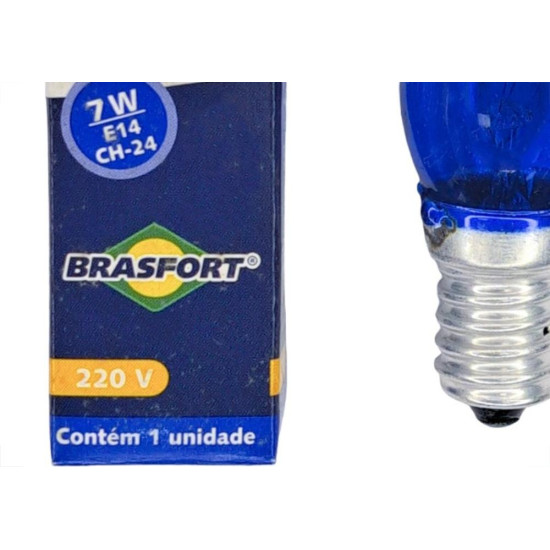 Lampada Chupeta Brasfort 7Wx220V. E14 Azul - Kit C/25 Pecas