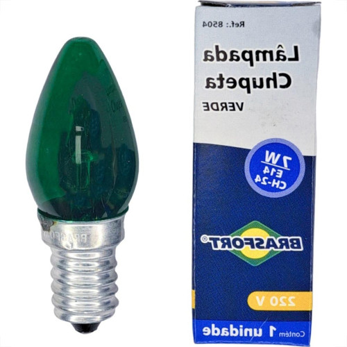 Lampada Chupeta Brasfort 7Wx220V. E14 Verde - Kit C/25 Pecas