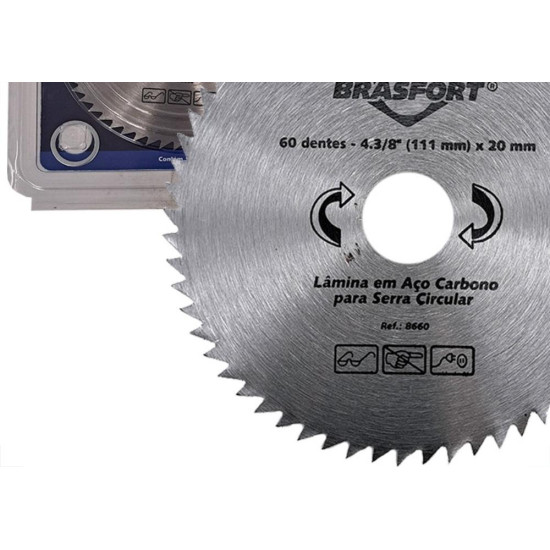 Serra Circular Aco Carbono Brasfort 4.3/8''X60 Dentes Serra Circular Aco Carbono Brasfort 4.3/8''X60 Dentes