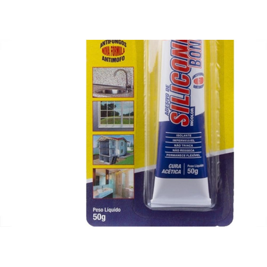 Silicone Bond Garin Bisnaga Incolor 50G Blister - Kit C/12 Pecas