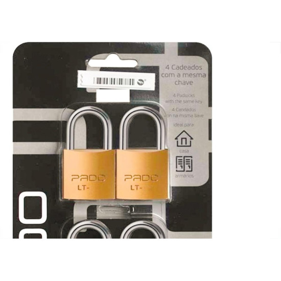 Cadeado Pado Chaves Iguais 25Mm Cartela Com 4 Pecas Cadeado Pado Chaves Iguais 25Mm Cartela Com 4 Pecas