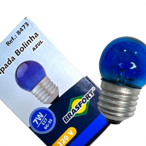 Lampada Bolinha Brasfort 7Wx220V. Azul - Kit C/25 Pecas Lampada Bolinha Brasfort 7Wx220V. Azul - Kit C/25 Pecas