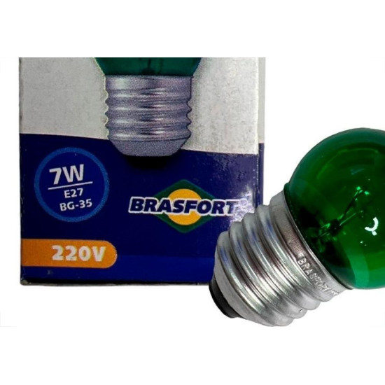 Lampada Bolinha Brasfort 7Wx220V. Verde - Kit C/25 Pecas Lampada Bolinha Brasfort 7Wx220V. Verde - Kit C/25 Pecas