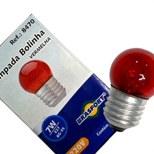 Lampada Bolinha Brasfort 7Wx220V. Vermelha - Kit C/25 Pecas Lampada Bolinha Brasfort 7Wx220V. Vermelha - Kit C/25 Pecas