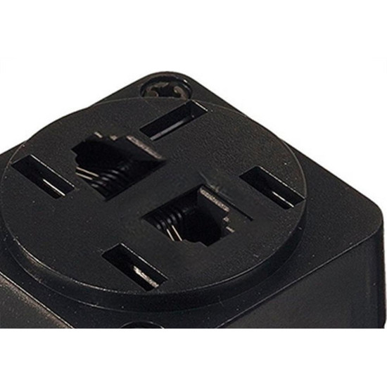 Tomada Telefone Externa Cartela Interneed Padrao+2 Jack Preta 4882 - Kit C/10 Cartelas