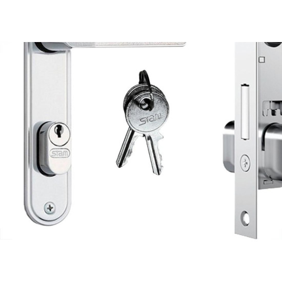 Fechadura Stam Estreita Externa 35Mm Inox Alavanca - 601-602/03 Fechadura Stam Estreita Externa 35Mm Inox Alavanca - 601-602/03