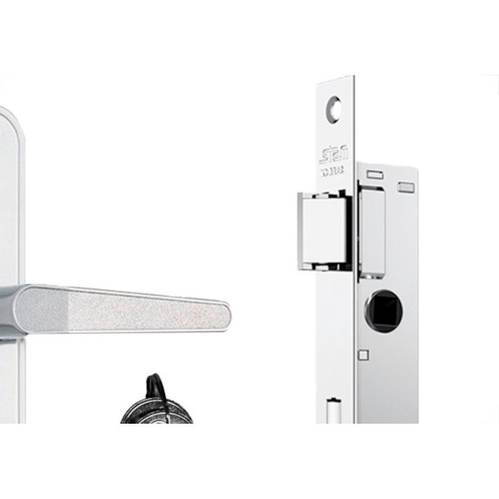 Fechadura Stam Estreita Externa 35Mm Inox Alavanca - 601-602/03 Fechadura Stam Estreita Externa 35Mm Inox Alavanca - 601-602/03