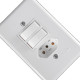Conjunto Ilumi Stylus Branco Com Placa 2 Simples + Tomada 2P+T. 20A. - 20211 Conjunto Ilumi Stylus Branco Com Placa 2 Simples + Tomada 2P+T. 20A. - 20211