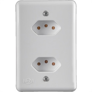 Conjunto Ilumi Stylus Branco Com Placa 2 Tomadas 2P+T. 20A. - 20121