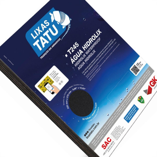 Lixa D Agua Tatu Hidrolix Gk 100 - Kit C/50 Folhas Lixa D Agua Tatu Hidrolix Gk 100 - Kit C/50 Folhas