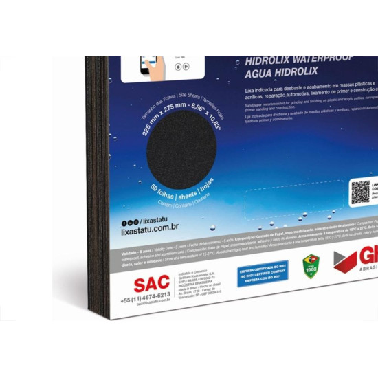 Lixa D Agua Tatu Hidrolix Gk 240 - Kit C/50 Pecas