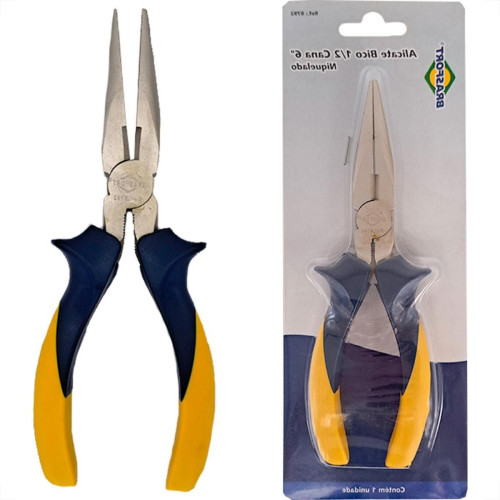 Alicate Bico Meia Cana Brasfort 6'' Profissional Niquelado - 8792 Alicate Bico Meia Cana Brasfort 6'' Profissional Niquelado - 8792